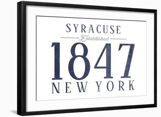 Syracuse, New York - Established Date (Blue)-Lantern Press-Framed Art Print