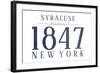 Syracuse, New York - Established Date (Blue)-Lantern Press-Framed Art Print