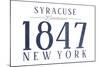 Syracuse, New York - Established Date (Blue)-Lantern Press-Mounted Art Print