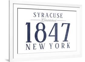 Syracuse, New York - Established Date (Blue)-Lantern Press-Framed Art Print