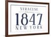 Syracuse, New York - Established Date (Blue)-Lantern Press-Framed Premium Giclee Print