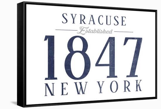 Syracuse, New York - Established Date (Blue)-Lantern Press-Framed Stretched Canvas