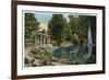 Syracuse, New York - Fountain and Japanese Pergola at Onondaga Park-Lantern Press-Framed Premium Giclee Print