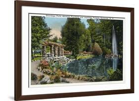 Syracuse, New York - Fountain and Japanese Pergola at Onondaga Park-Lantern Press-Framed Premium Giclee Print