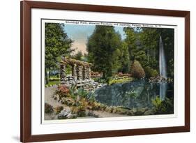 Syracuse, New York - Fountain and Japanese Pergola at Onondaga Park-Lantern Press-Framed Premium Giclee Print