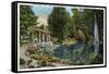 Syracuse, New York - Fountain and Japanese Pergola at Onondaga Park-Lantern Press-Framed Stretched Canvas