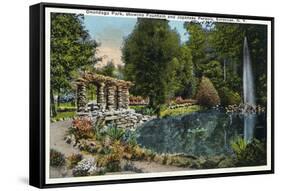 Syracuse, New York - Fountain and Japanese Pergola at Onondaga Park-Lantern Press-Framed Stretched Canvas