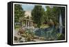 Syracuse, New York - Fountain and Japanese Pergola at Onondaga Park-Lantern Press-Framed Stretched Canvas