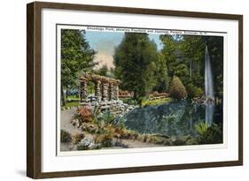 Syracuse, New York - Fountain and Japanese Pergola at Onondaga Park-Lantern Press-Framed Art Print