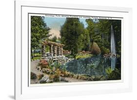 Syracuse, New York - Fountain and Japanese Pergola at Onondaga Park-Lantern Press-Framed Art Print