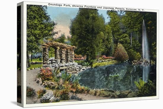 Syracuse, New York - Fountain and Japanese Pergola at Onondaga Park-Lantern Press-Stretched Canvas