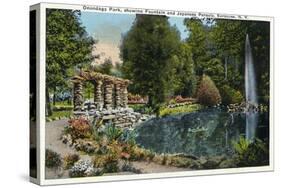 Syracuse, New York - Fountain and Japanese Pergola at Onondaga Park-Lantern Press-Stretched Canvas