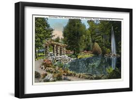 Syracuse, New York - Fountain and Japanese Pergola at Onondaga Park-Lantern Press-Framed Art Print