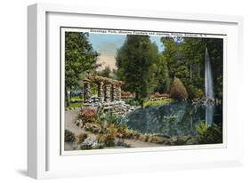 Syracuse, New York - Fountain and Japanese Pergola at Onondaga Park-Lantern Press-Framed Art Print