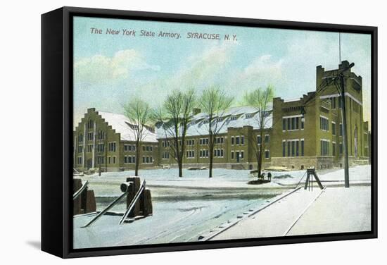 Syracuse, New York - NY State Armory Exterior View-Lantern Press-Framed Stretched Canvas
