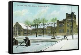 Syracuse, New York - NY State Armory Exterior View-Lantern Press-Framed Stretched Canvas