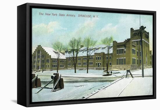 Syracuse, New York - NY State Armory Exterior View-Lantern Press-Framed Stretched Canvas