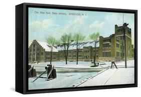 Syracuse, New York - NY State Armory Exterior View-Lantern Press-Framed Stretched Canvas