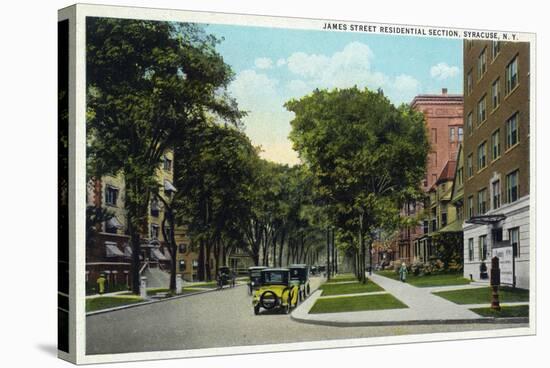 Syracuse, New York - Residences Along James Street-Lantern Press-Stretched Canvas