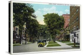 Syracuse, New York - Residences Along James Street-Lantern Press-Stretched Canvas