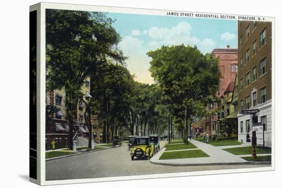 Syracuse, New York - Residences Along James Street-Lantern Press-Stretched Canvas