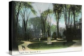 Syracuse, New York - Scenic View of Statue in Fayette Park-Lantern Press-Stretched Canvas