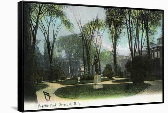 Syracuse, New York - Scenic View of Statue in Fayette Park-Lantern Press-Framed Stretched Canvas