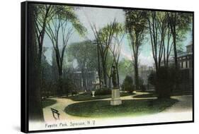 Syracuse, New York - Scenic View of Statue in Fayette Park-Lantern Press-Framed Stretched Canvas