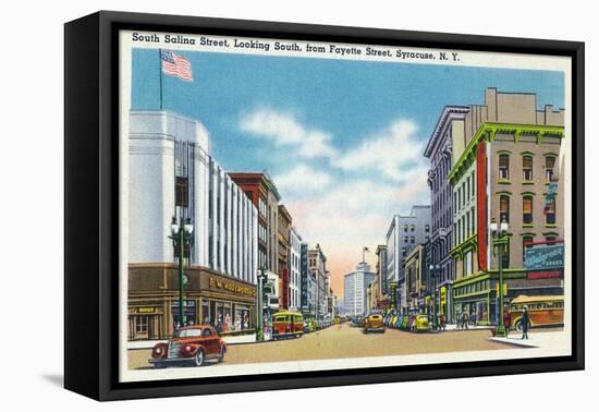 Syracuse, New York - South View Down Salina St from Fayette St-Lantern Press-Framed Stretched Canvas