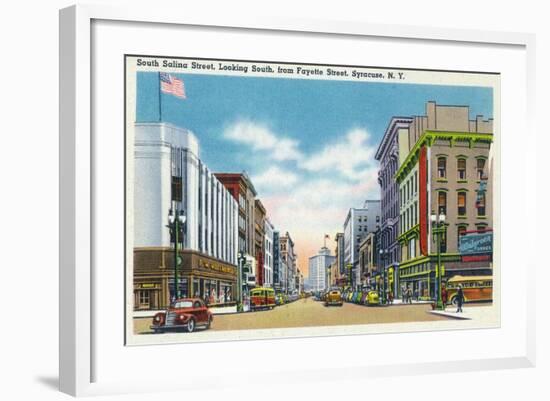 Syracuse, New York - South View Down Salina St from Fayette St-Lantern Press-Framed Art Print