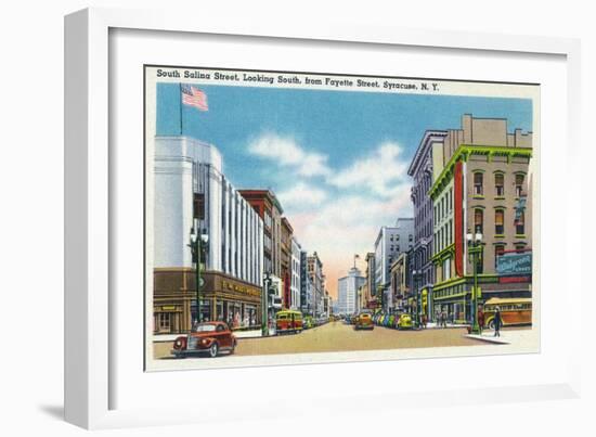 Syracuse, New York - South View Down Salina St from Fayette St-Lantern Press-Framed Art Print