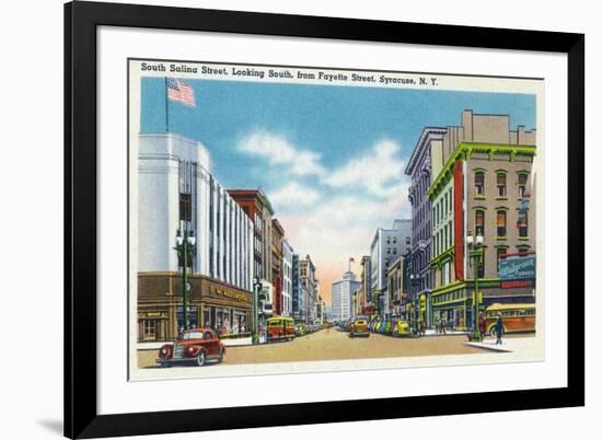 Syracuse, New York - South View Down Salina St from Fayette St-Lantern Press-Framed Premium Giclee Print