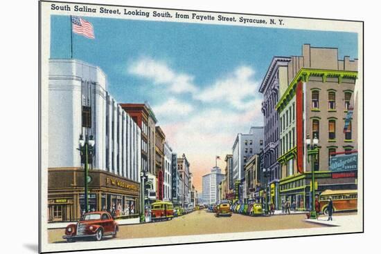 Syracuse, New York - South View Down Salina St from Fayette St-Lantern Press-Mounted Premium Giclee Print