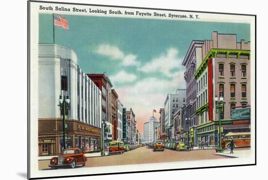 Syracuse, New York - Southern View of S Salina Street from Fayette Street-Lantern Press-Mounted Art Print