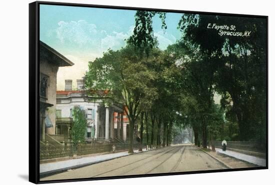 Syracuse, New York - View Down East Fayette Street-Lantern Press-Framed Stretched Canvas