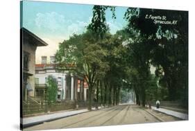 Syracuse, New York - View Down East Fayette Street-Lantern Press-Stretched Canvas