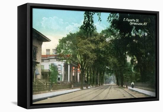 Syracuse, New York - View Down East Fayette Street-Lantern Press-Framed Stretched Canvas