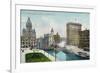 Syracuse, New York, View of Clinton Square and Erie Canal-Lantern Press-Framed Art Print