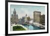 Syracuse, New York, View of Clinton Square and Erie Canal-Lantern Press-Framed Art Print