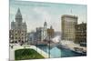 Syracuse, New York, View of Clinton Square and Erie Canal-Lantern Press-Mounted Art Print