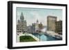 Syracuse, New York, View of Clinton Square and Erie Canal-Lantern Press-Framed Art Print