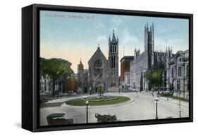 Syracuse, New York - View of the Public Circle-Lantern Press-Framed Stretched Canvas