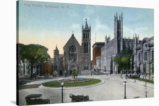 Syracuse, New York - View of the Public Circle-Lantern Press-Stretched Canvas