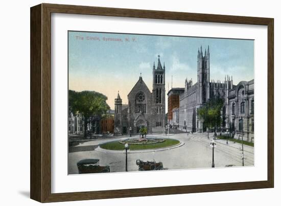 Syracuse, New York - View of the Public Circle-Lantern Press-Framed Art Print