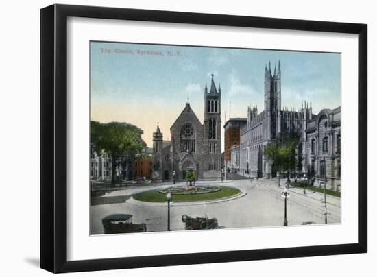 Syracuse, New York - View of the Public Circle-Lantern Press-Framed Art Print