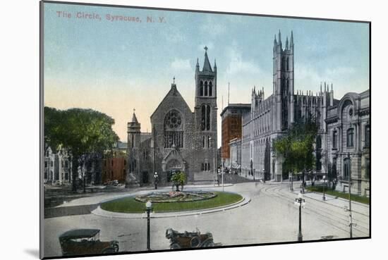 Syracuse, New York - View of the Public Circle-Lantern Press-Mounted Art Print