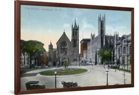 Syracuse, New York - View of the Public Circle-Lantern Press-Framed Art Print