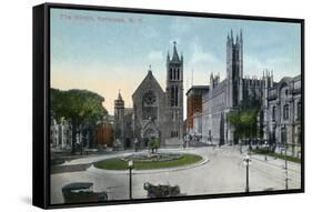 Syracuse, New York - View of the Public Circle-Lantern Press-Framed Stretched Canvas