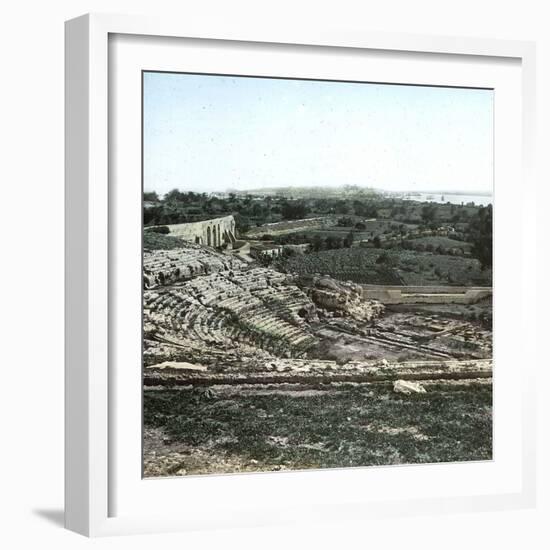 Syracuse (Sicily, Italy), the Greek Theater (Vth Century B,C,), Circa 1860-Leon, Levy et Fils-Framed Photographic Print