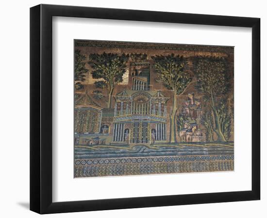 Syria, Damascus, Old City, Umayyad Mosque, Western Colonnade, Mosaics-null-Framed Giclee Print